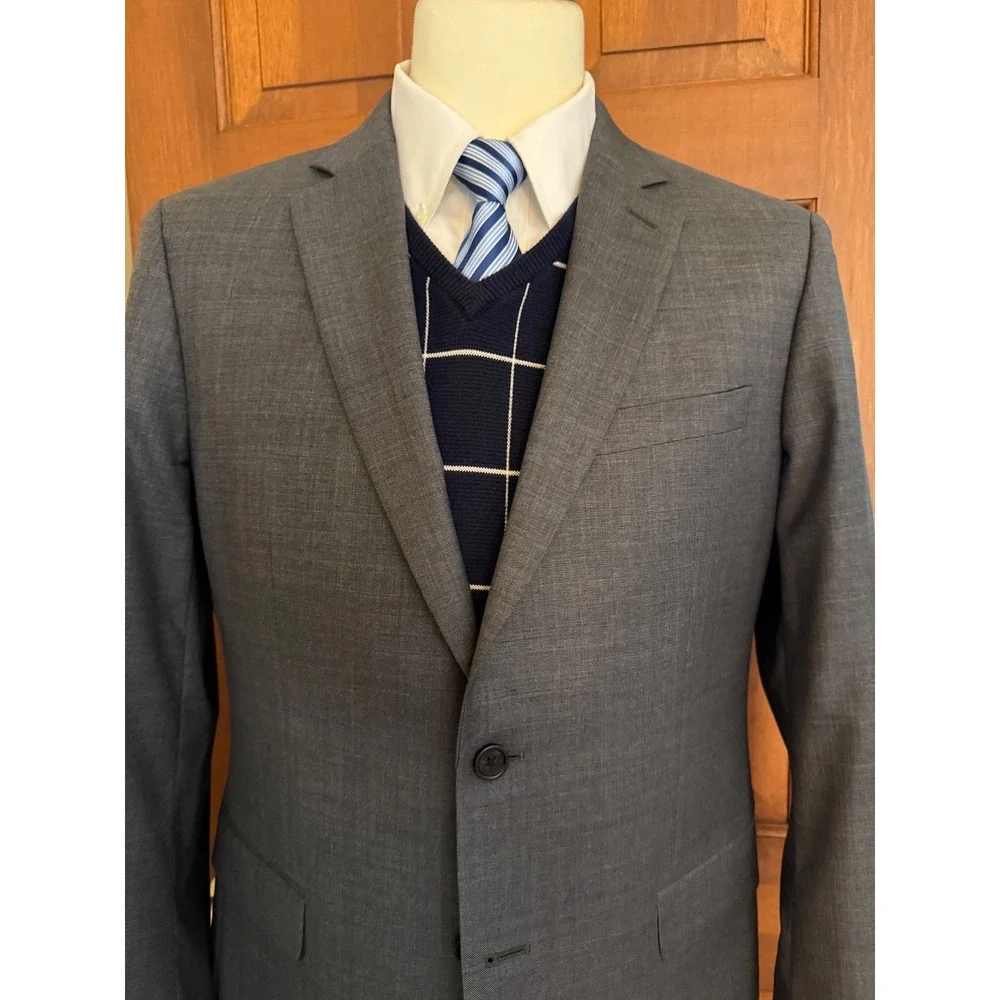 Banana Republic Slim Fit Blazer Mens 42R Gray‎ Marzotto Wool Sport Coat Jacket
